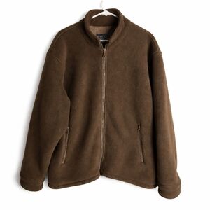 Maxxel Heavyweight Fleece Jacket Men’s Large Brown Full Zip Outdoor Utility Coat